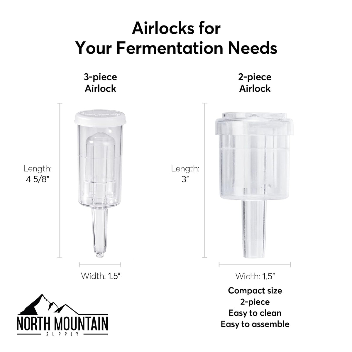 2-Piece Airlocks with #7 Rubber Stoppers for Fermentation - Airlocks for Wine Making, Brewing Beer, and Fermenting