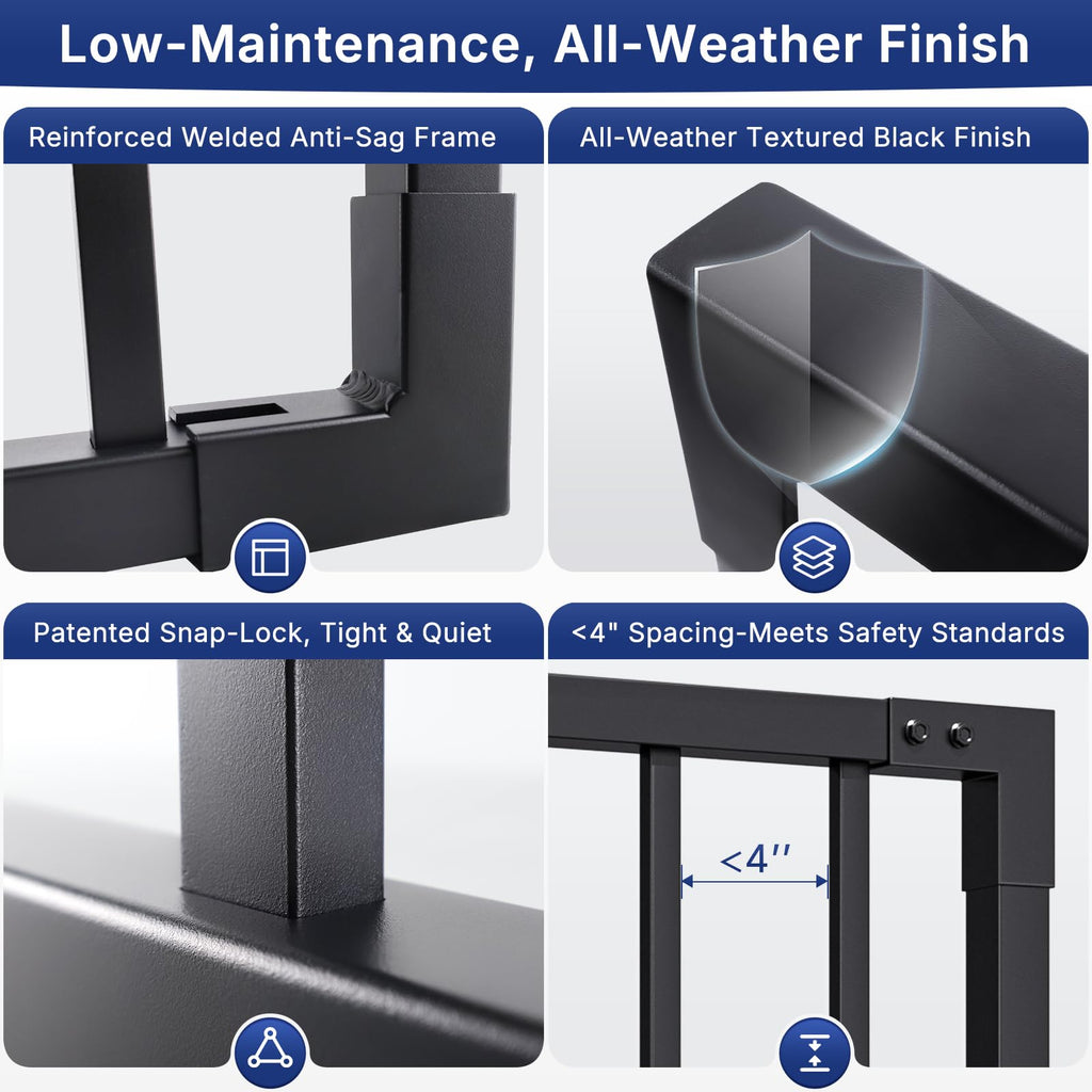 3ft Heavy-Duty Weatherproof Aluminum Outdoor Deck & Patio Safety Gate with Rust-Proof Hinges & Latch