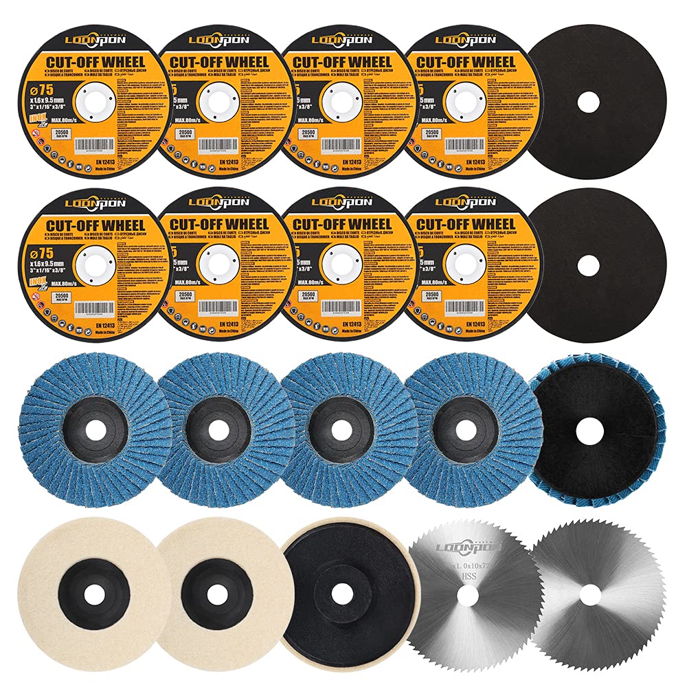 LOONPON Flap Disc for Angle Grinder,Type 27 (3" Set - 20Pc)