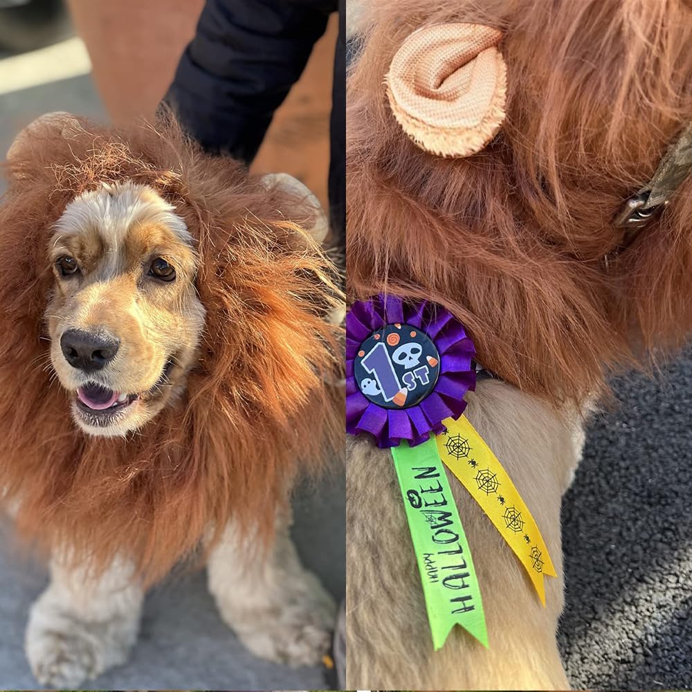 Halloween Realistic & Funny Lion Mane for Dog Costumes for Medium Large Dogs