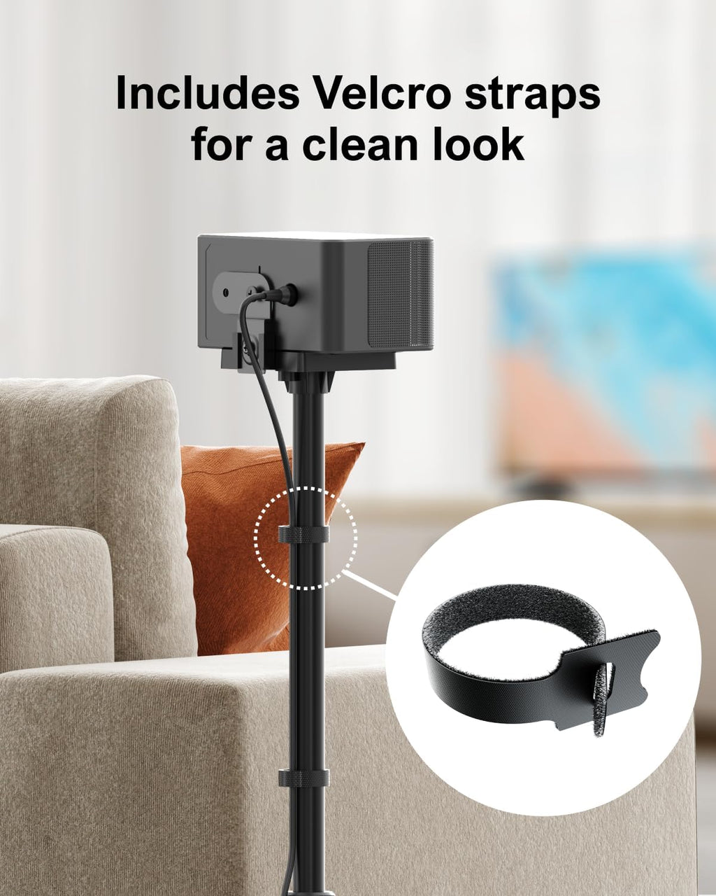 Speaker Stands Pair, Height Adjustable Speaker Stand, Extends 24.4" to 36.6", Holds 6.6 lbs, Compatible with VIZIO