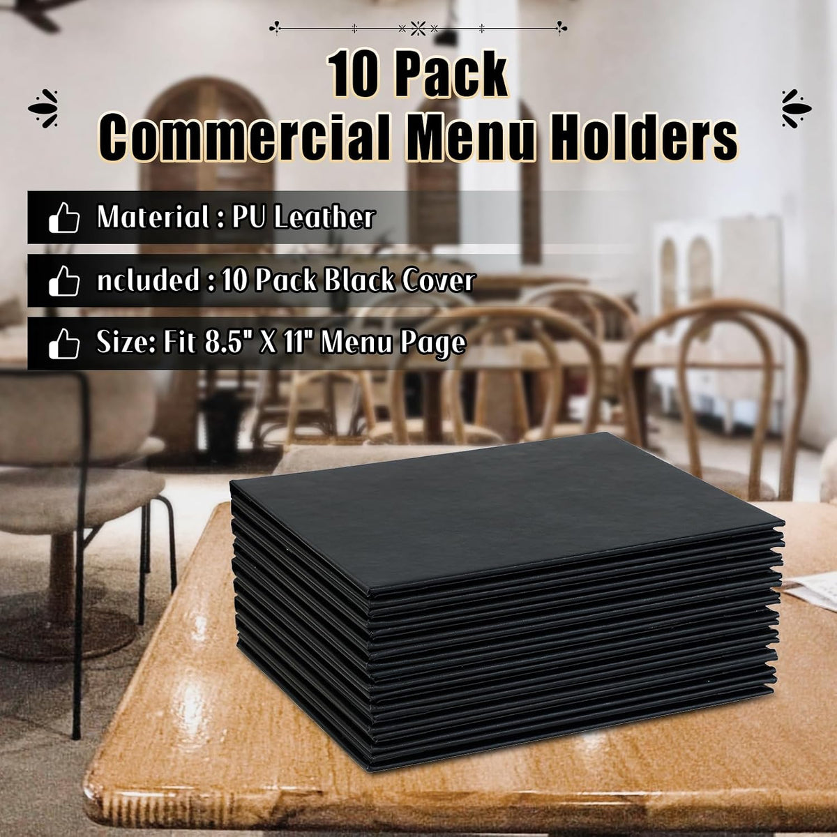 Restaurant Menu Cover Holders, Coffee (10, 6 View (8.5"x11"))