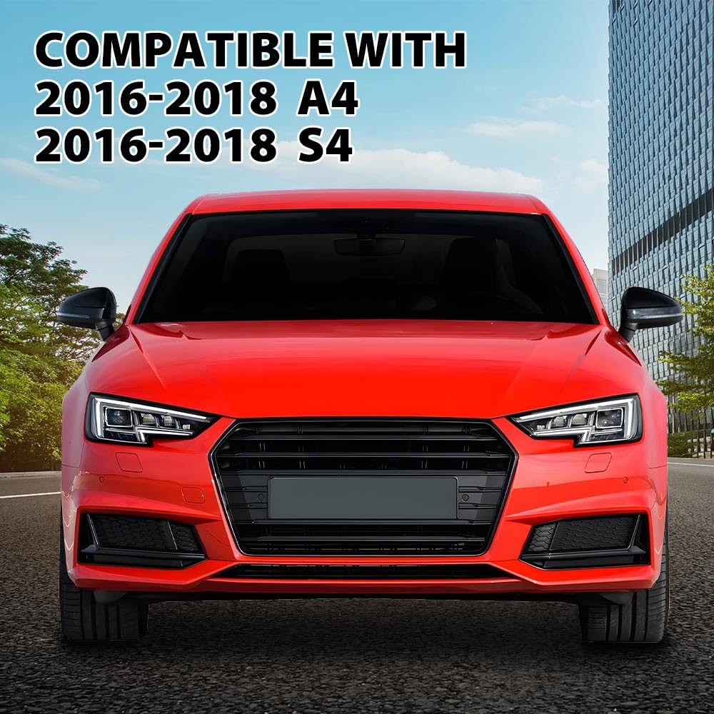 Pair Fog Light Grill Bezel Cover, Fit 2016-2018 Audi A4 B9 S-line Only/Audi S4 B9, Left Driver & Right Passenger 2PCS