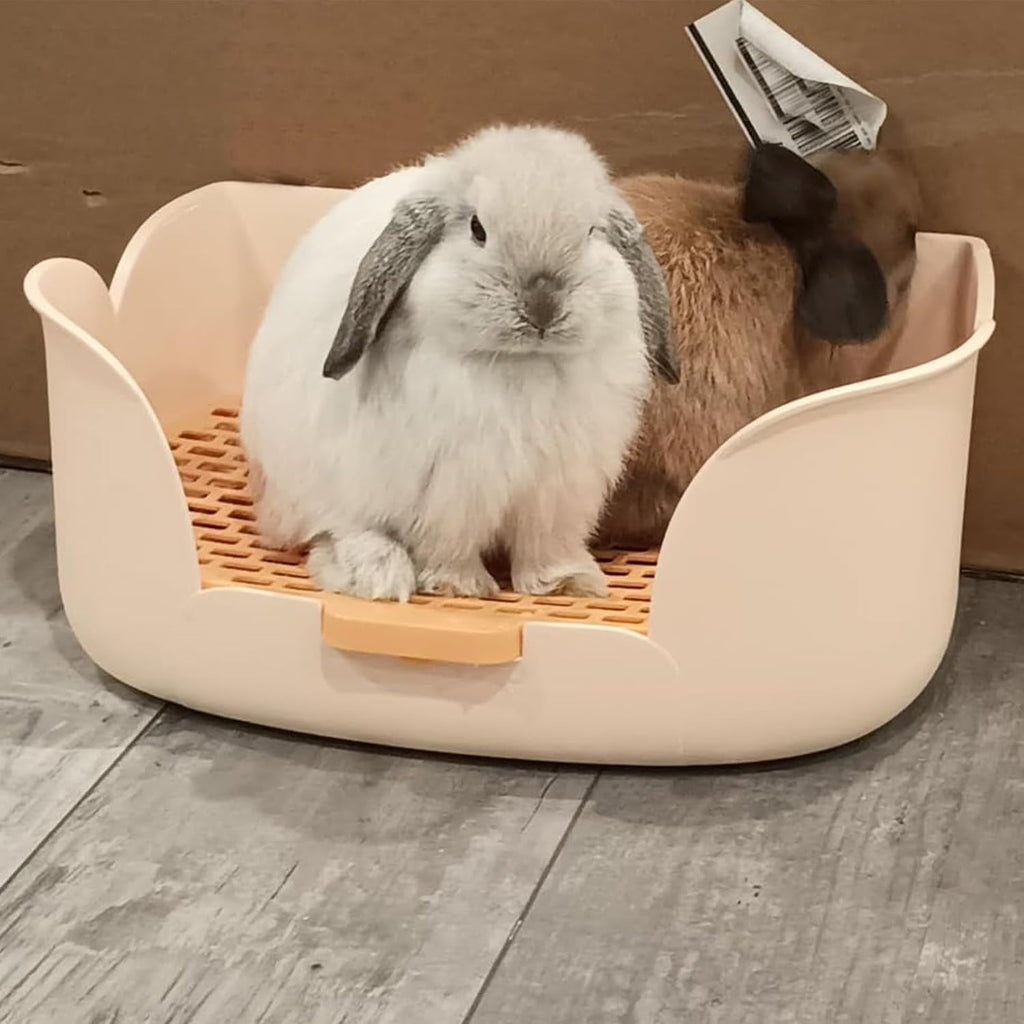 15.1"X11.0" Large Rabbit Litter Box,Plastic Square Rabbits Potty Trainer with Bigger Pan Bunny Corner Toilet Box with