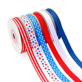 Patriotic Ribbon, 6 Rolls 60 Yards Red White Blue Grosgrain Ribbons