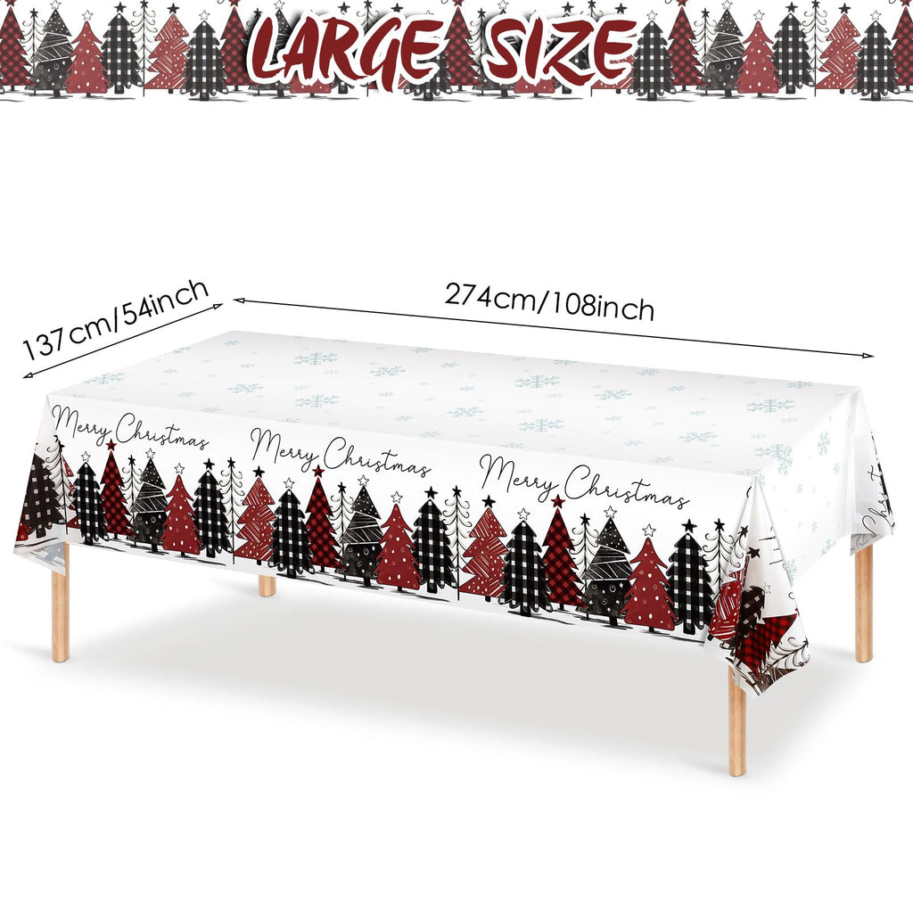 3 Pack Christmas Table Cloth Xmas Tree Tablecloth Buffalo Plaid