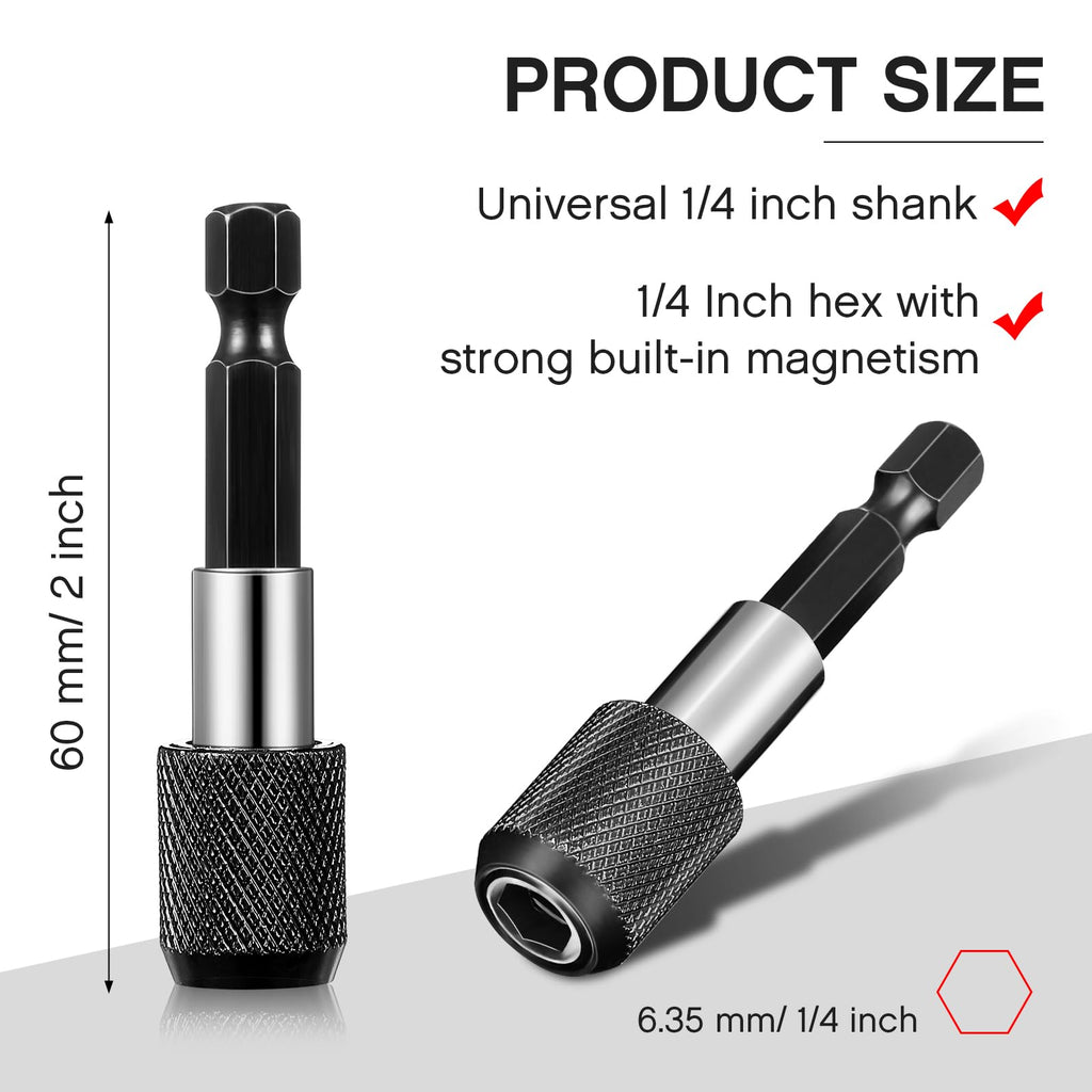 Chumia 10 Pcs Drill Bit Holder Magnetic Extension 1/4 Inch Hex Shank Quick Release Bar Socket Screwdriver Bit Holder Drill Accessories Quick Chuck Adapter for Screws Nuts