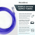 ResOne 25Ft Oxygen Tubing (5-Pack) - Crush Resistant Universal Replacement Supply Line, Purple