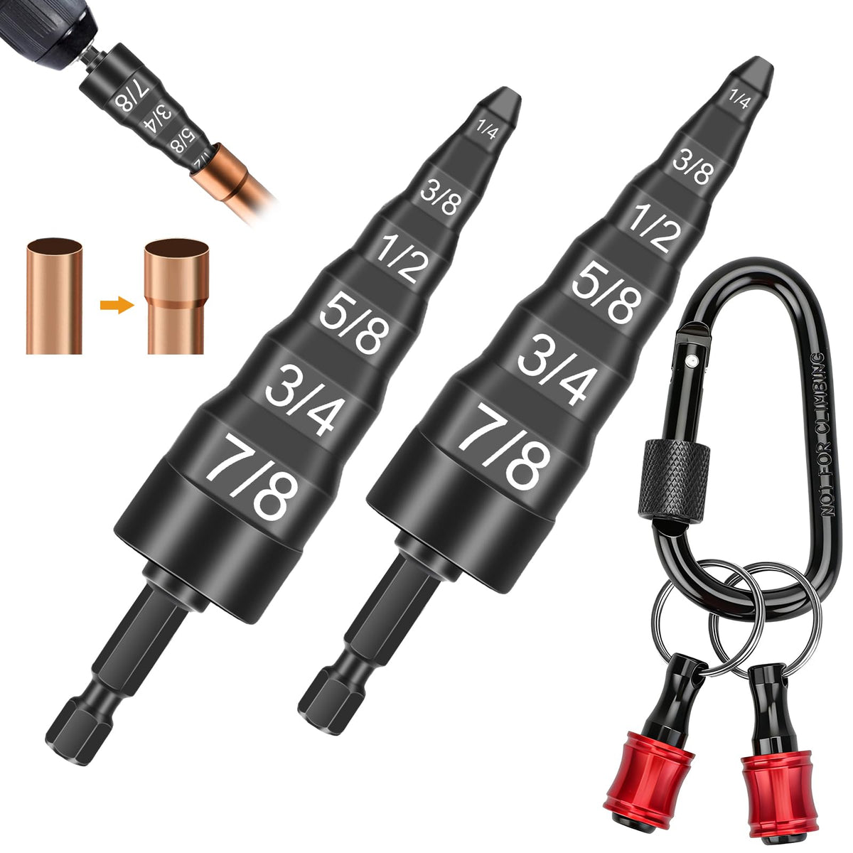 SUNJOYCO 6 in 1 Swage Tool HVAC Repairing Set with Bit Holder, Air Conditioner Copper Tube Expander Swaging Tool with 1/4" 3/8" 1/2" 5/8" 3/4" 7/8" Bits
