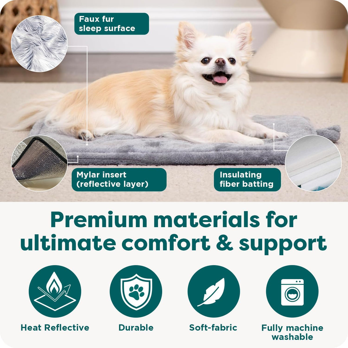 ThermaNAP Self Warming Cat Mat, Dog Bed for Crates with Self-Warming Technology for Cozy Rest, Fully Machine