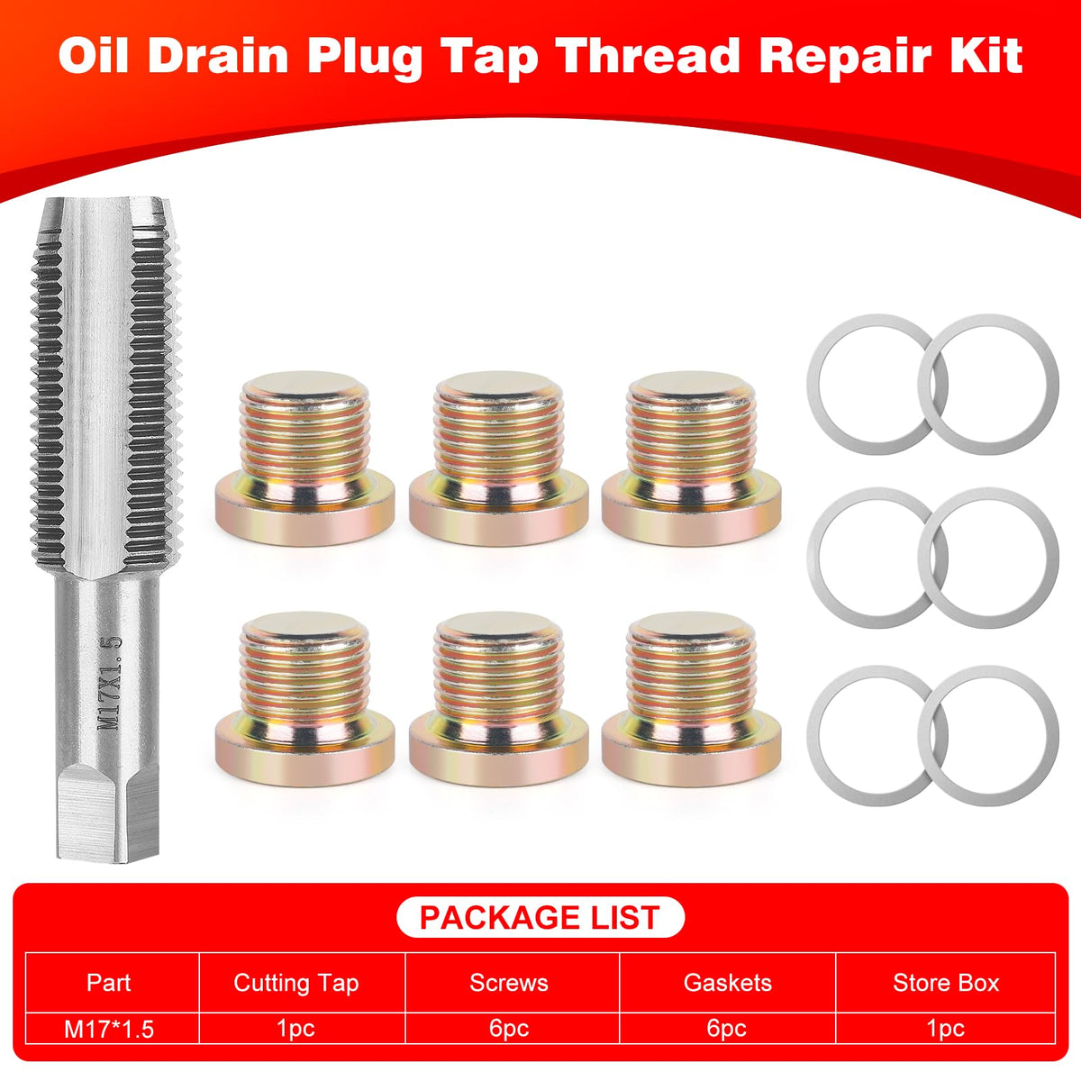 JMMRRR Oil Drain Plug Tap Thread Repair M17x1.5MM Oil Pan Screws Rethread