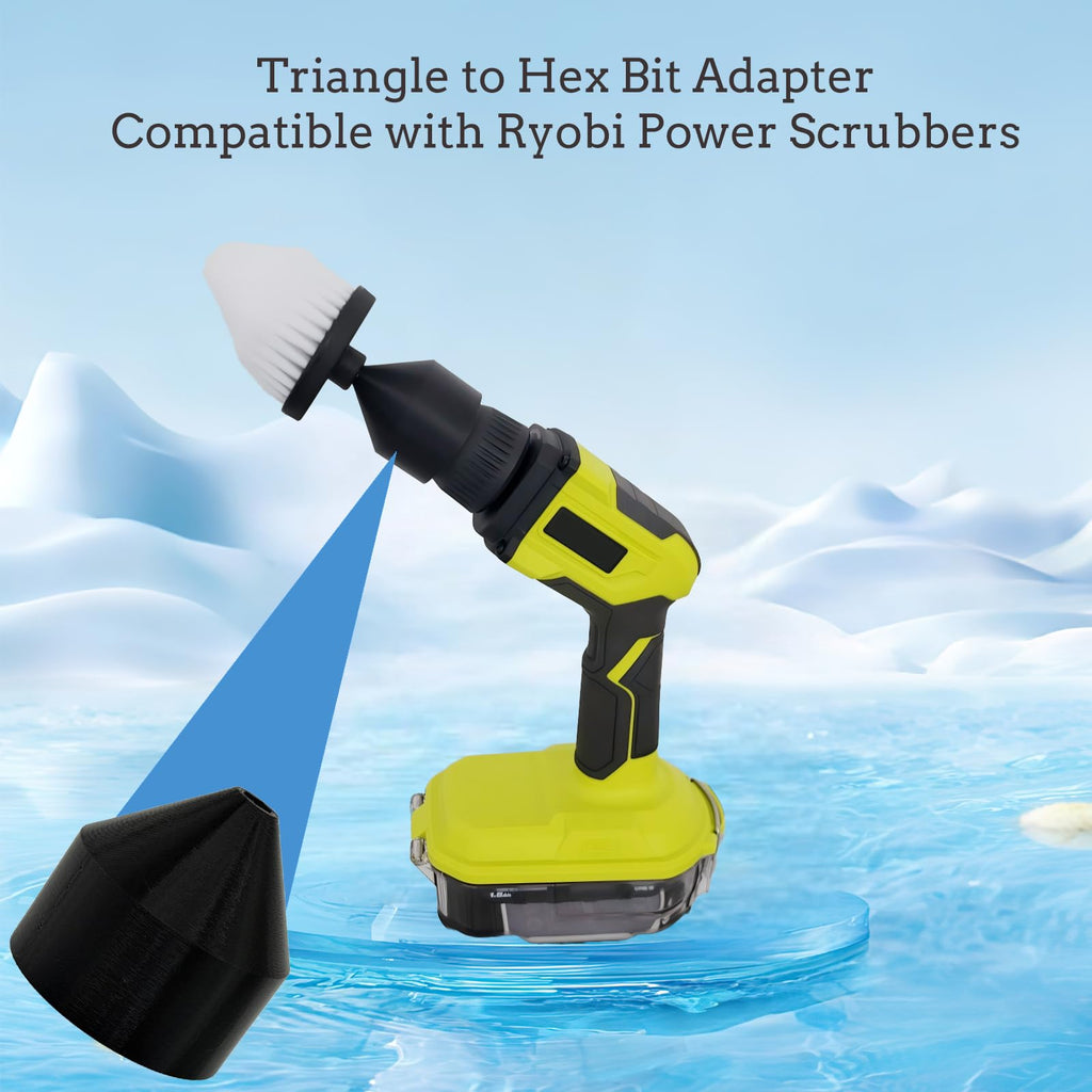 2pcs Triangle to Hex Bit Adapter for Ryobi Power Scrubbers Clean Attachment