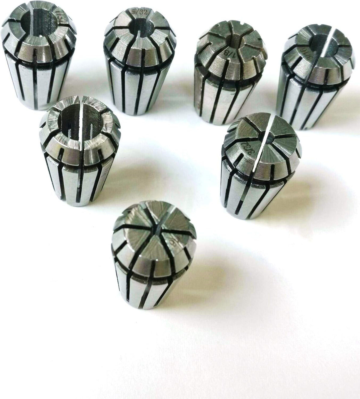 7pcs 1/8 1/4 1/16 3/16 3/32 5/32 7/32 inch ER11 Spring Collet Set for CNC Engraving Machine & Milling Lathe Tools(ER11-7pcs)