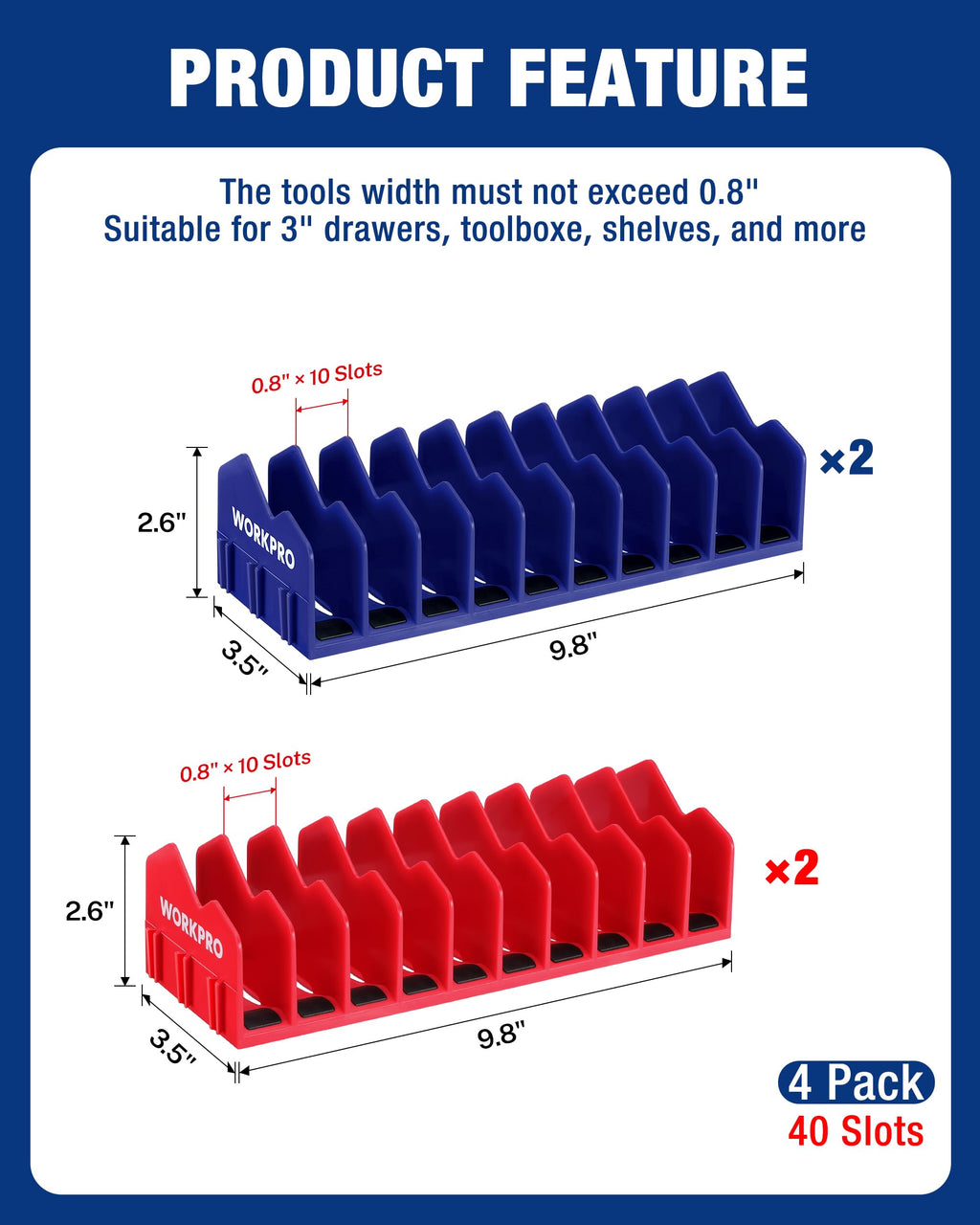 4-Pack Plier Organizer Rack, 40-Slot Tool Organizer and Storage