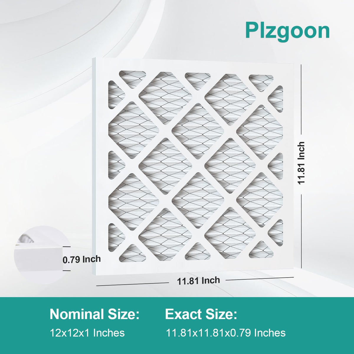 12x12x1 Air Filter MERV 8 Pleated, 2-Pack for AC & Furnace, MPR 600