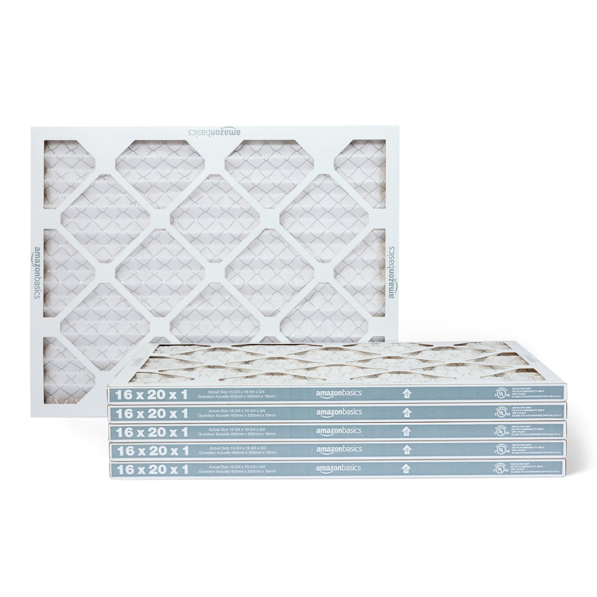 MERV 5 AC Furnace Air Filter, 16x20x1 inches, 6-Pack (Actual Size: 15.75" x 19.75" x 0.75")