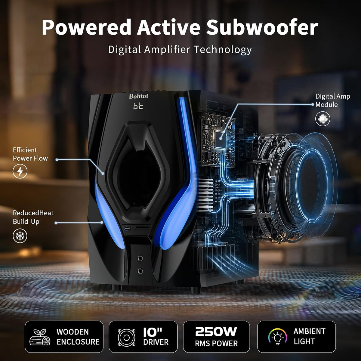 Surround Sound Systems Home Theater System,1200 Watts Peak Power | 10" Subwoofer, 5.1/2.1 Wired Audio Stereo