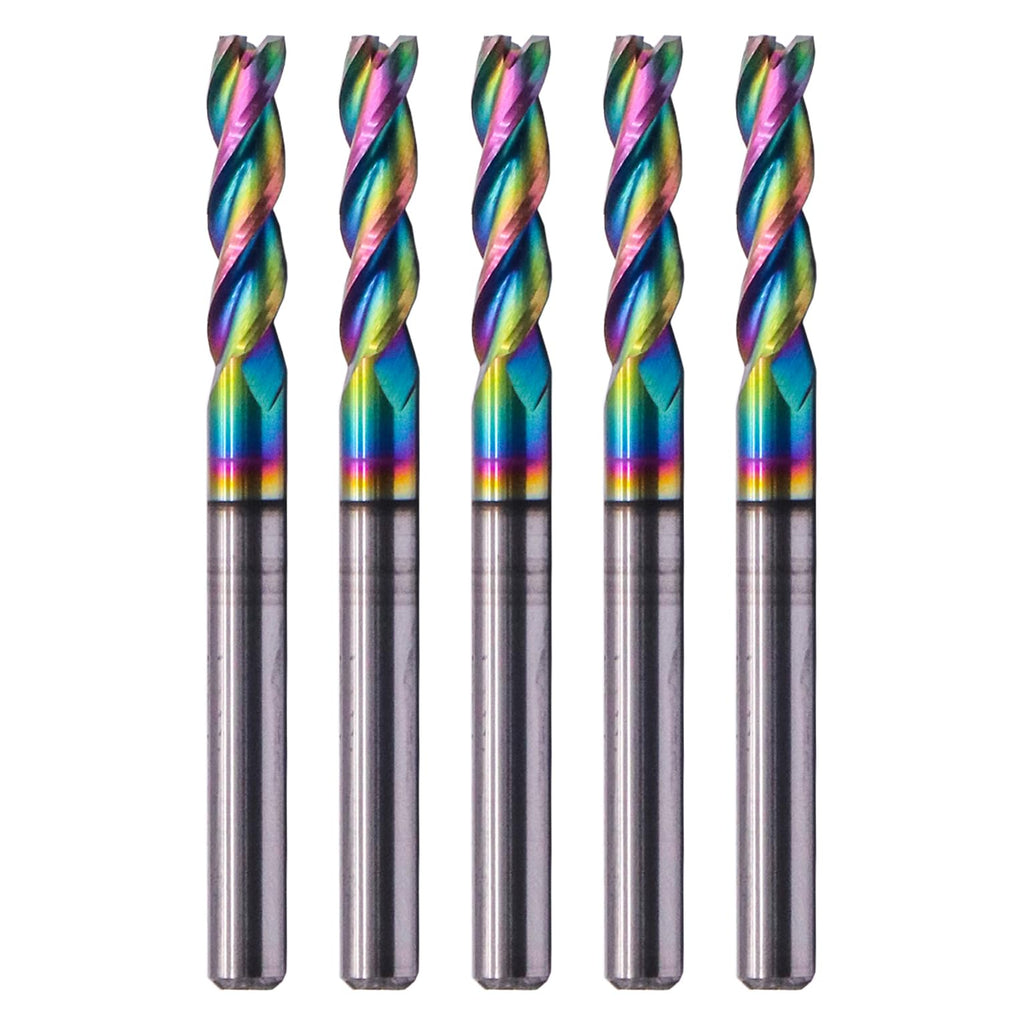 5Pcs 1/8" 3 Flute Solid Carbide Square End Mills for Aluminum, DLC Coated