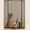 Extra-Tall Full-Height Anti-Jump Cat & Pet Safety Gate with No-Drill Pressure Mount & Auto-Close Walk-Through Door — Black