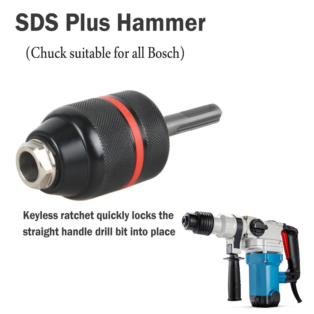 SDS-Plus Shank 3-Jaw 1/2 Inch Keyless Chuck Adapter for SDS Plus Hammers