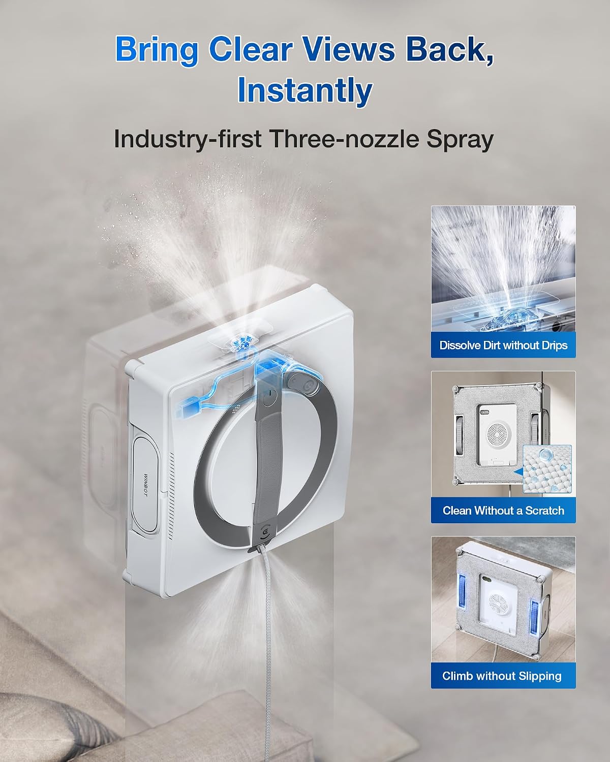 WINBOT W2 PRO Omni Portable Window Cleaning Robot with Multi-Functional Station, Charging While Working, Intelligent