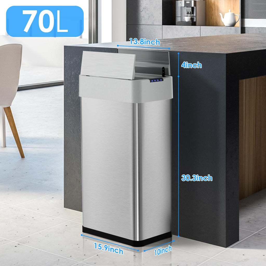 18.5 Gal Automatic Trash Can, 70L Motion Sensor Garbage Bin