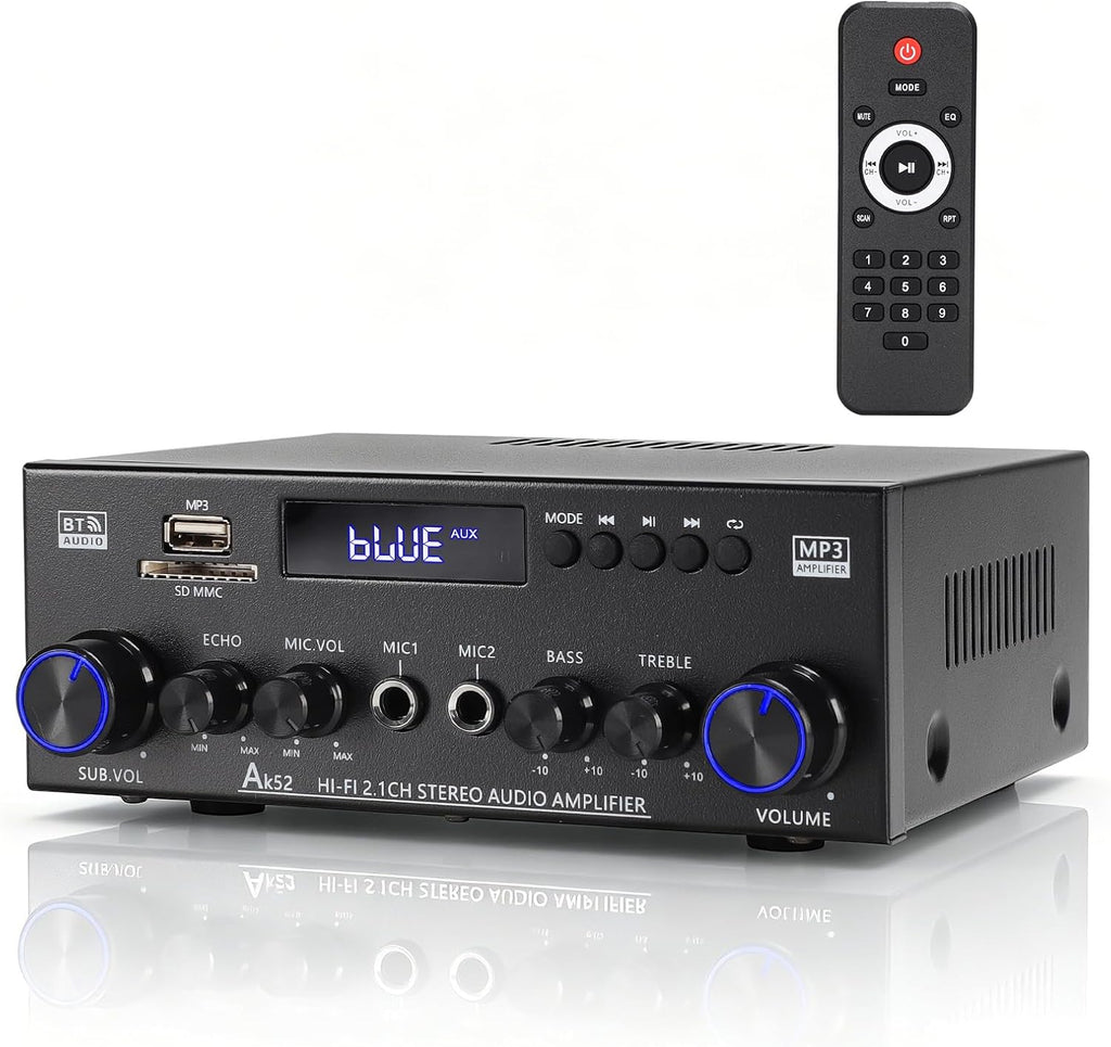 AK52 Home 2.1 Channel Bluetooth 5.0 Stereo Receivers Amplifier