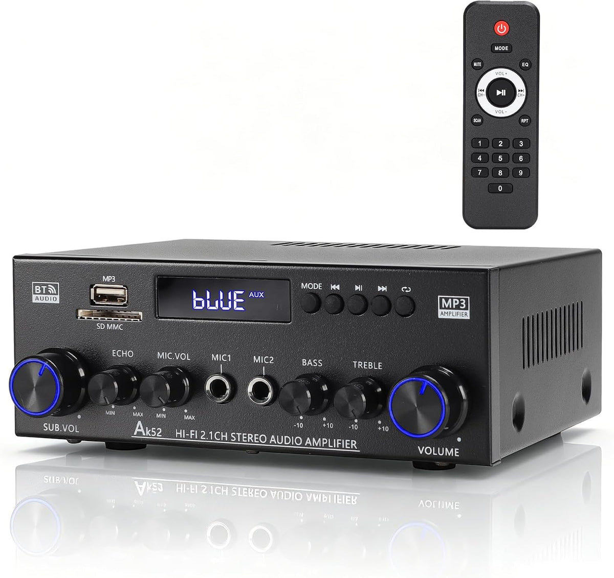 AK52 Home 2.1 Channel Bluetooth 5.0 Stereo Receivers Amplifier