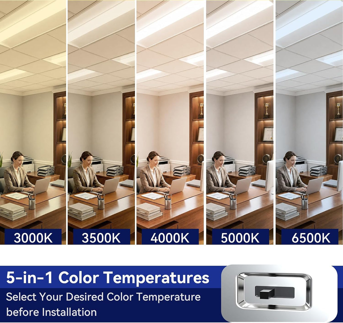 2x4 FT LED Center Basket Troffer Panel Light Drop Ceiling Fixture