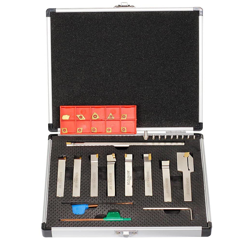OSCARBIDE 3/8" Shank Metal Lathe Tool & Boring Set, 9-Piece