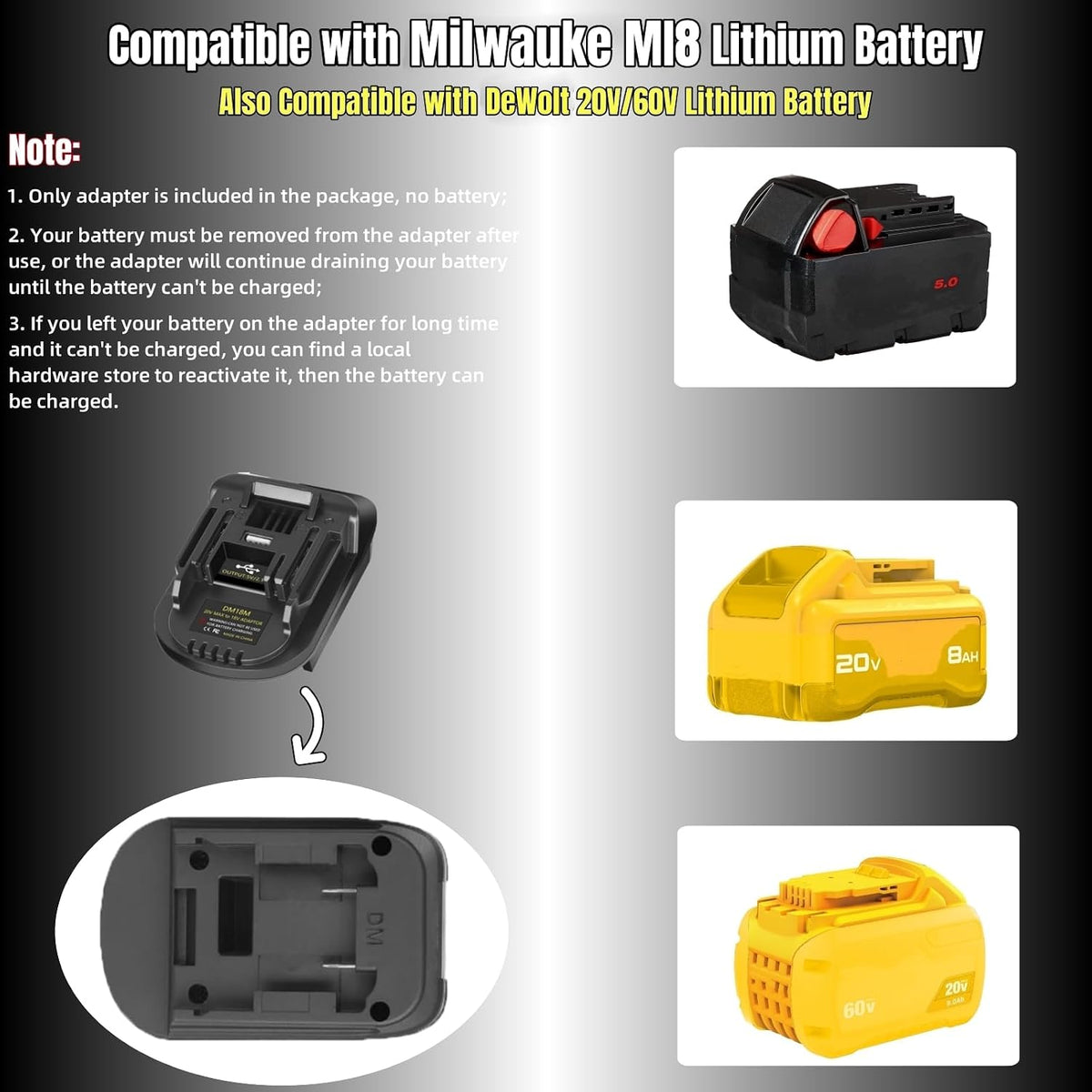 Fit for Milwaukee for M18 Battery Adapter Replace for Makita 18V Battery