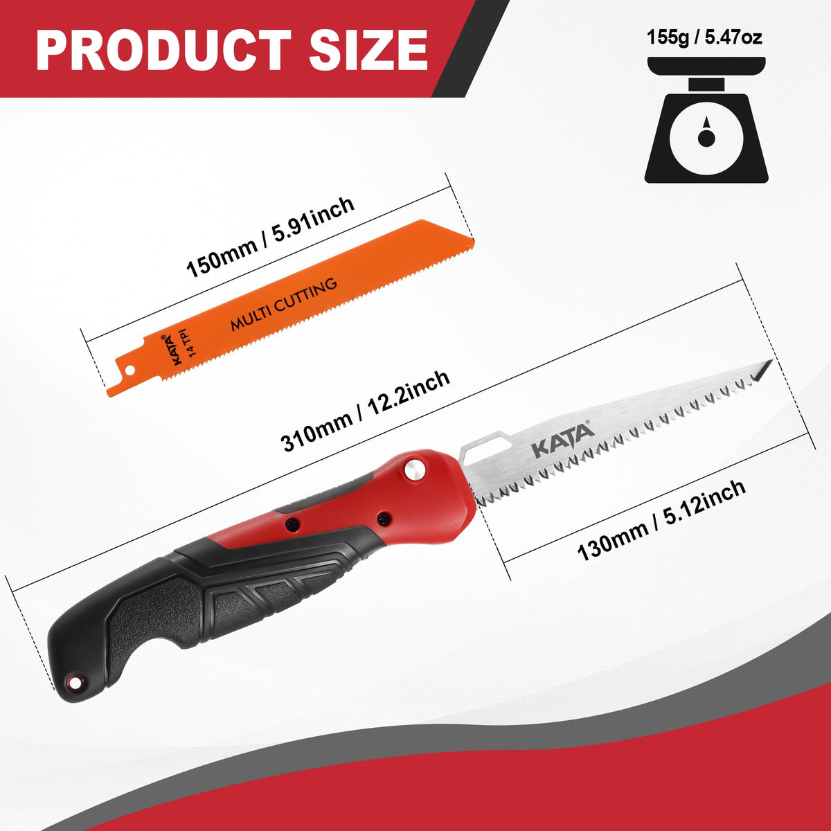 KATA 2-in-1 Folding Hand Saw with Interchangeable Multi-Cutting Blade