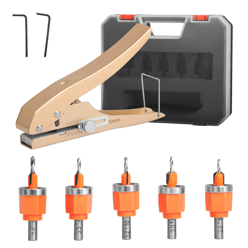 Kauwm 6-Piece Wood Countersink Drill Bit Set with 3/8-Inch Punch Pliers