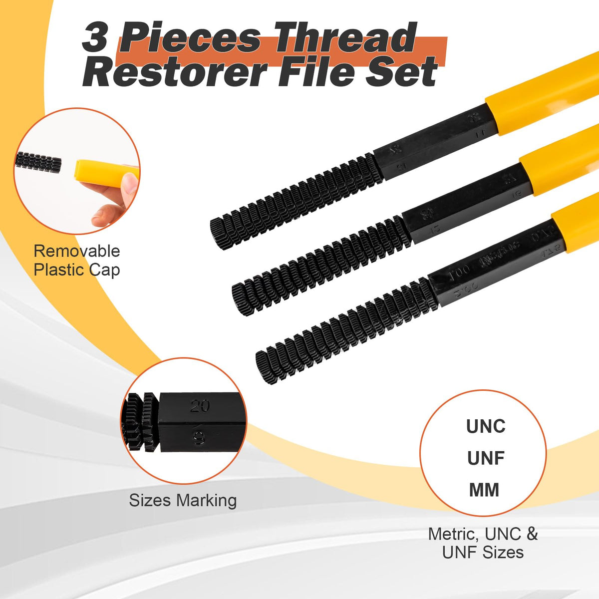 syizyen 3pcs Thread Repair Files Kit,SAE & Metric Thread Restorer