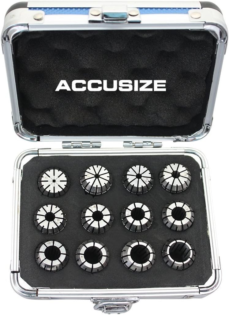 Accusize Industrial Tools Metric Er20 Collet 2mm to 13 mm by 1 mm Er-20 Collet 12 Pc, 3350-0583