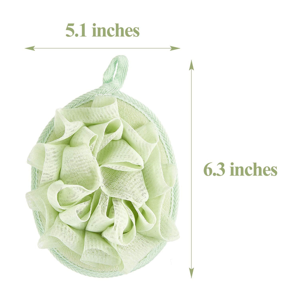 Bath Shower Pouf Sponge, 6 Pcs, Beige, Green, Purple
