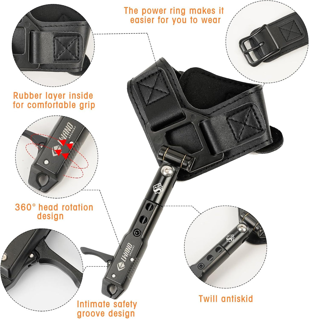 360° Adjustable Archery Compound Bow Release Aids Trigger | Wristband Compound Bow Release Aids trigger, fits adult