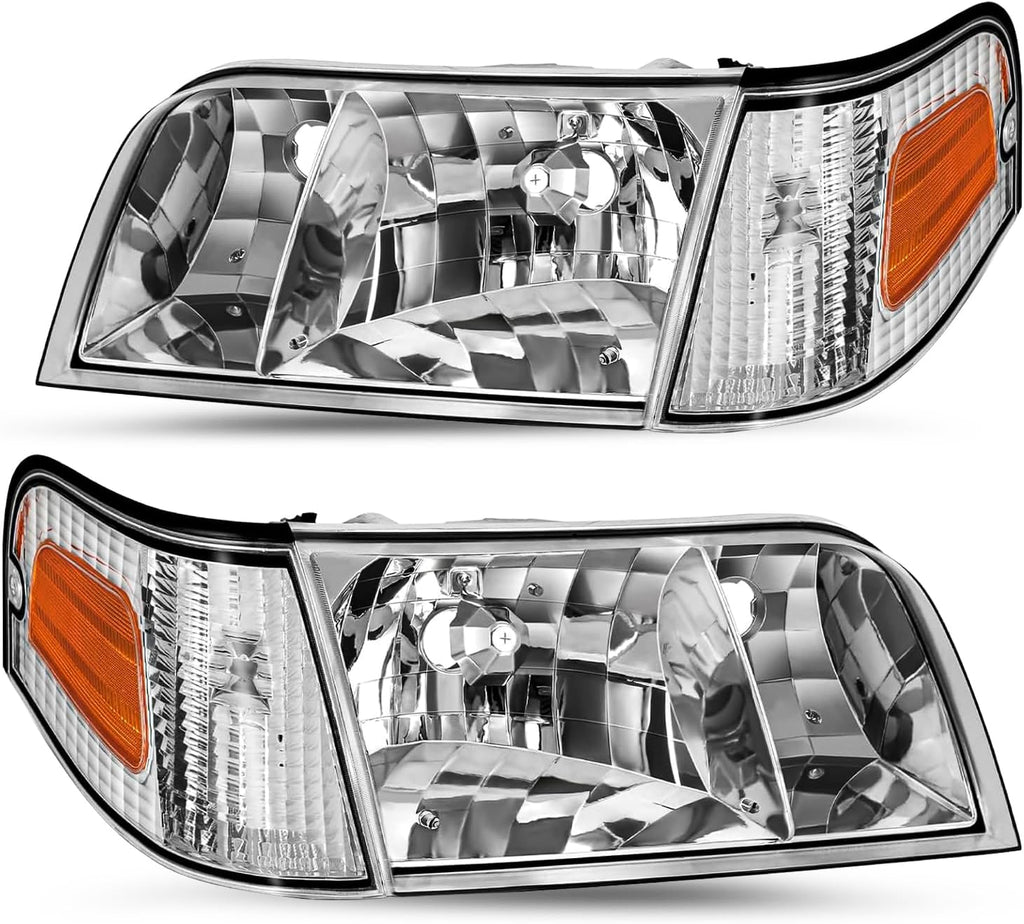 JSBOYAT Halogen Headlight 4pcs for 1998-2011 Ford Crown Victoria