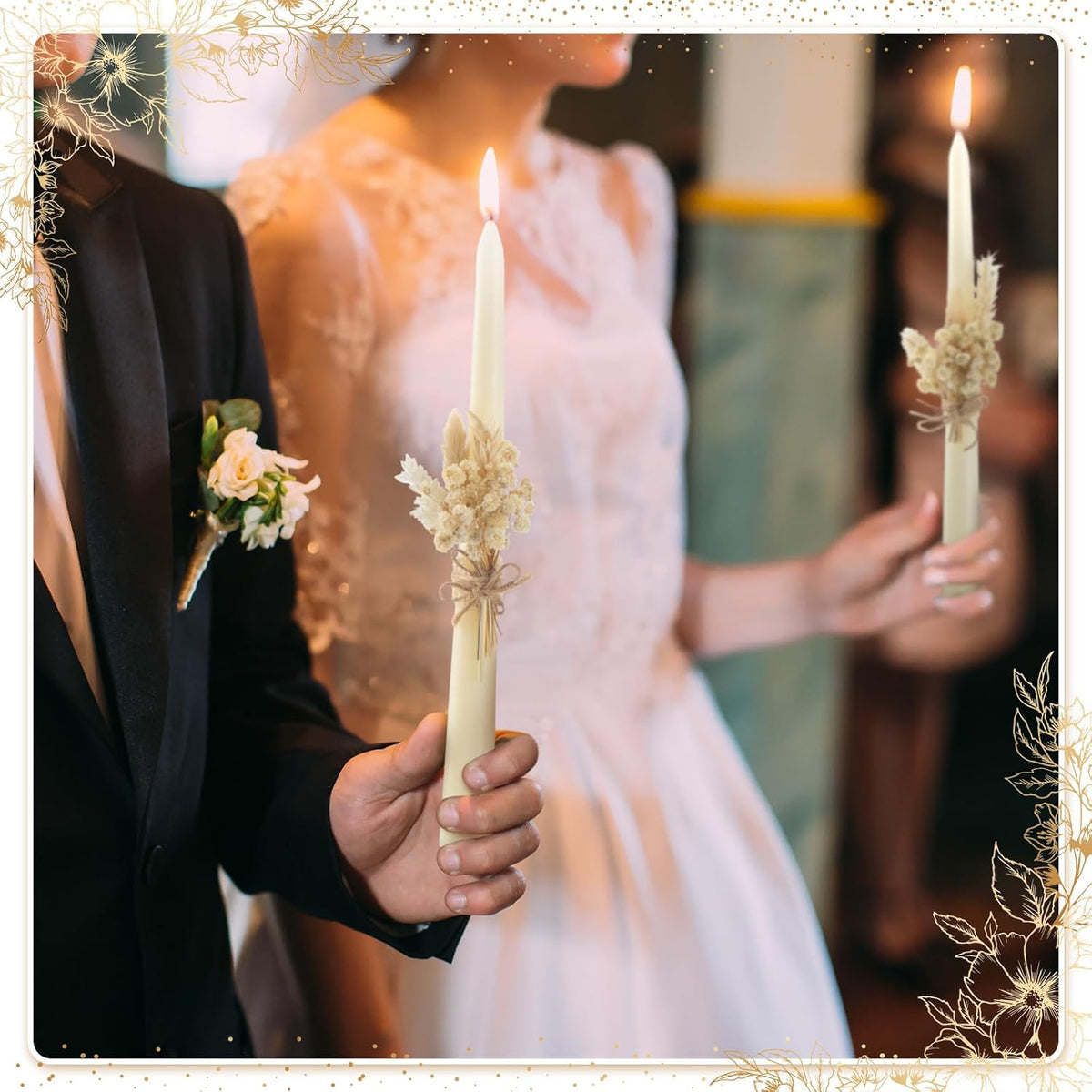 3 Pcs Unity Candles Wedding Ceremony Set,Rustic Style