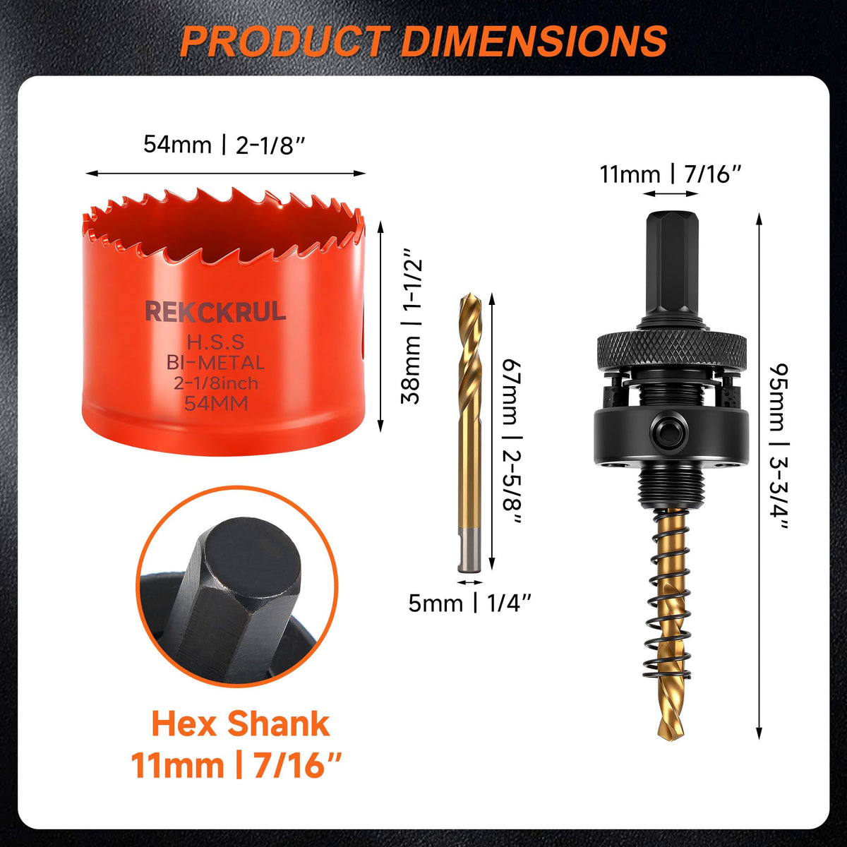 (54mm | 2-1/8 Inch) HSS M42 with 8% Cobalt Bi-Metal Hole Saw
