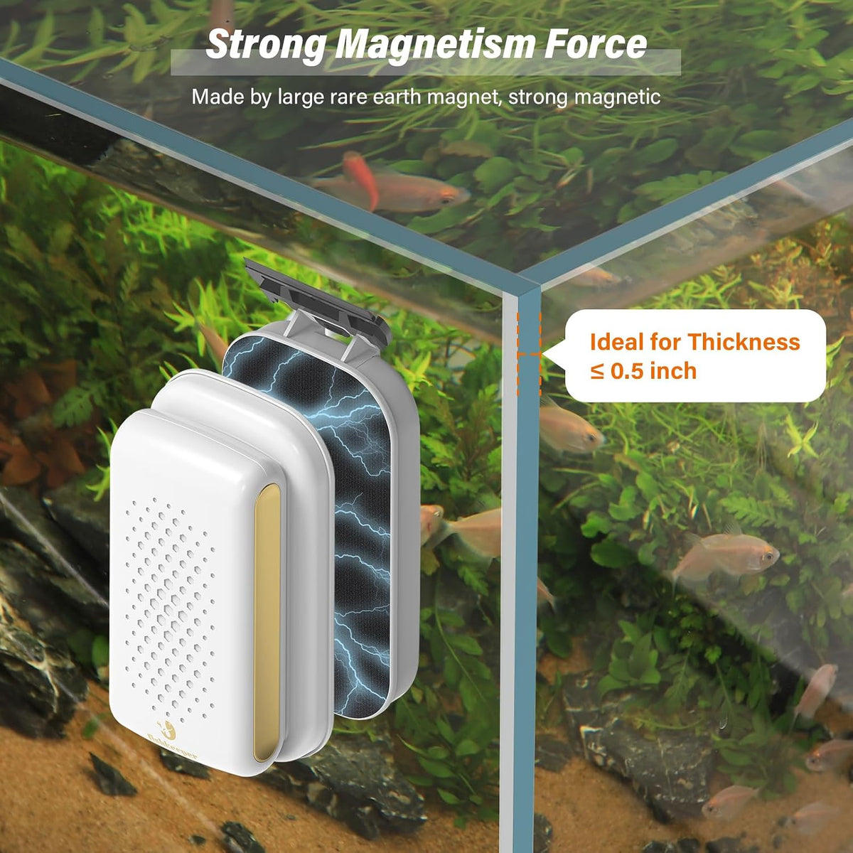 Magnetic Aquarium Fish Tank Glass Cleaner, Medium for 0.25-0.5in
