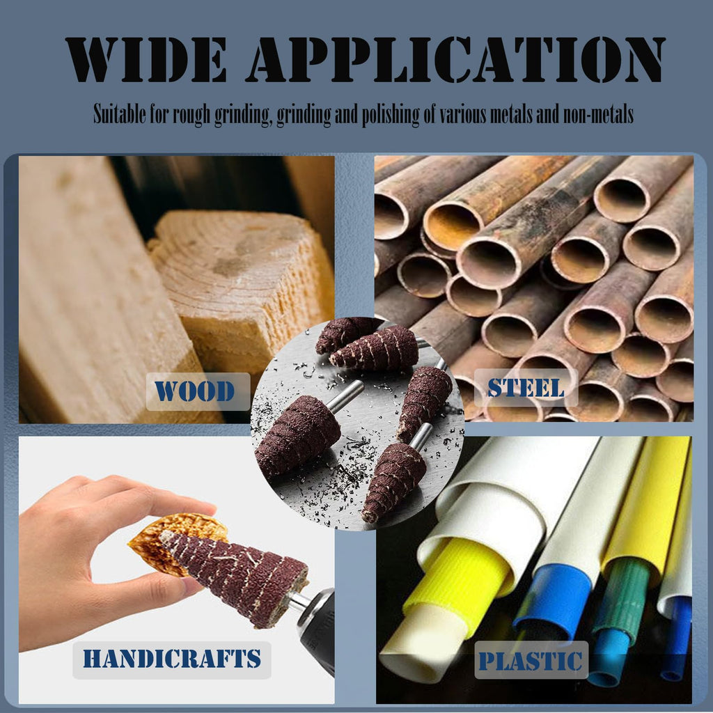 JUNLIXN 20 Pcs 1/4" Shank Cone Shape Drill Flap Sander Kits