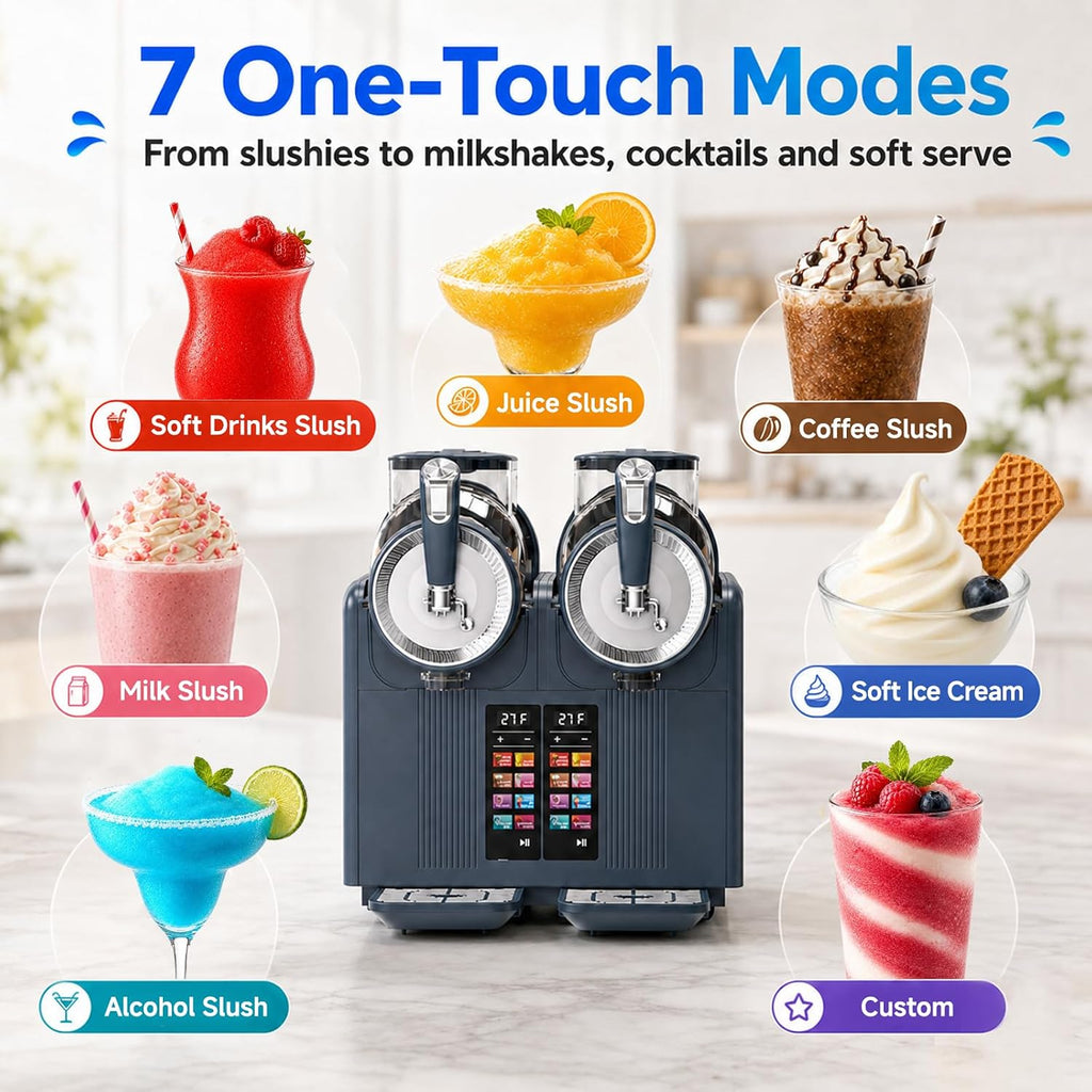 Dual Tank Slushie Machine for home,135oz Soft Serve Ice Cream Maker