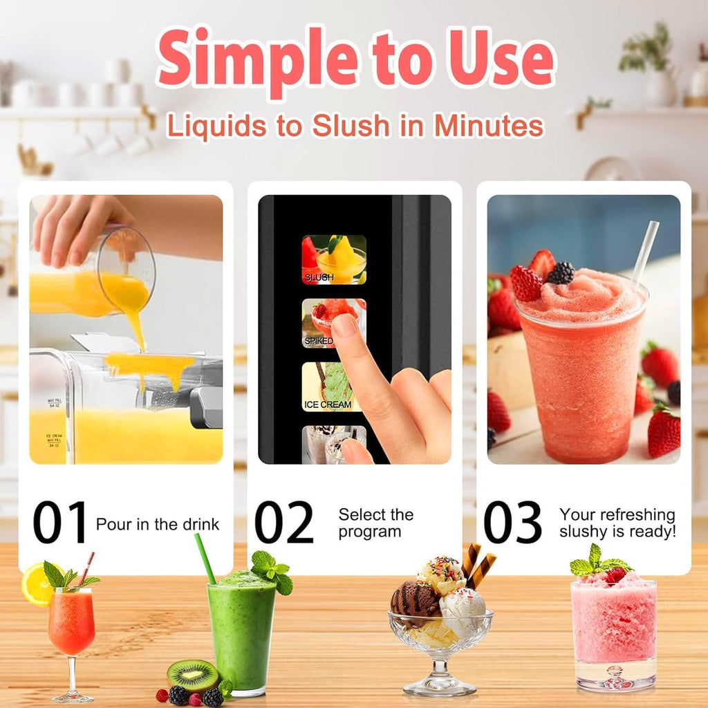 Slushie Machine for Home - 88oz Frozen Drink Maker Slushy Maker & Soft Ice Cream Maker, 6 Preset Programs| Slushie