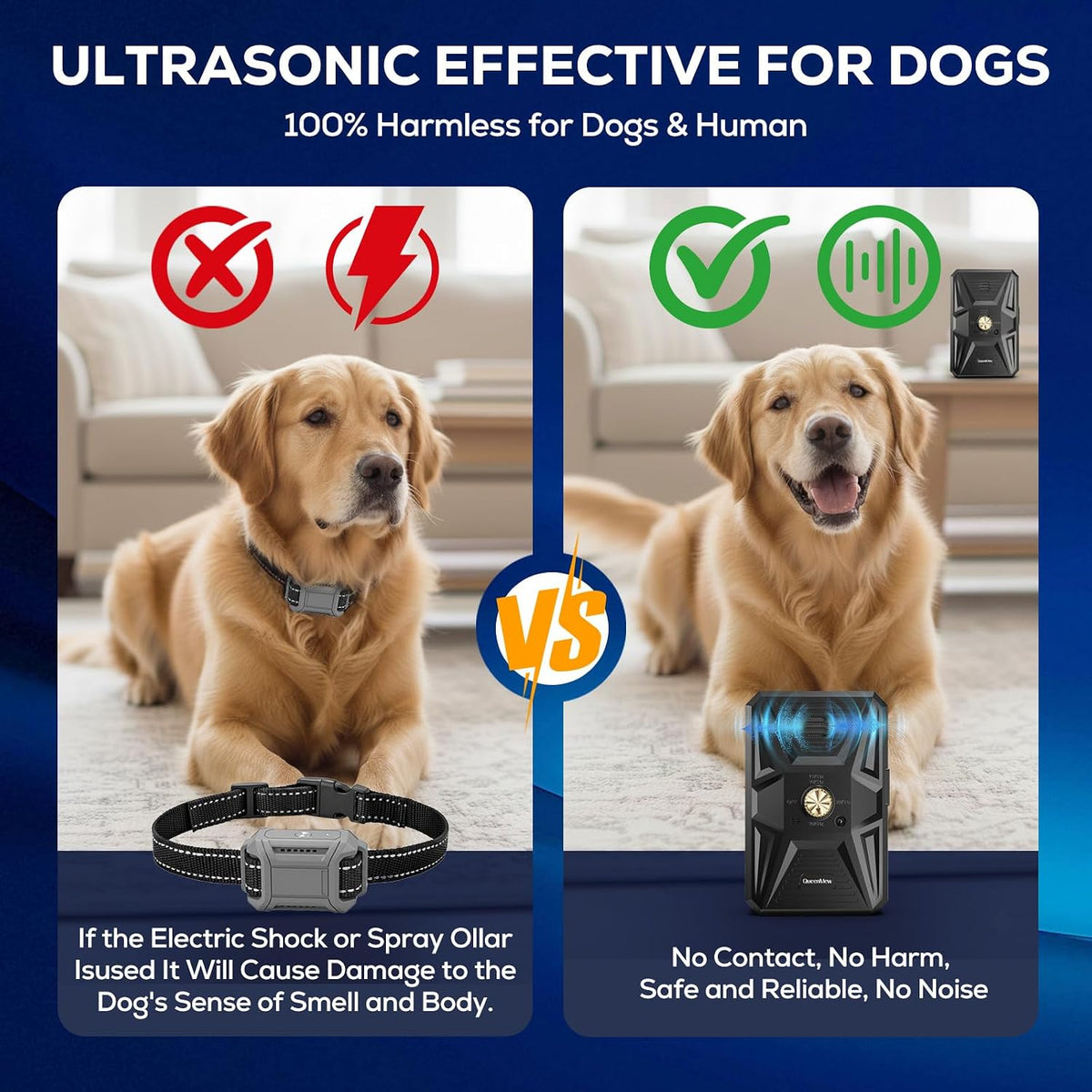 Anti Barking Devices, Auto Ultrasonic Dog Bark Deterrent Devices with 3 Modes, Rechargeable Bark Box Barking Control