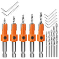 Lytool 5Pcs Countersink Drill Bit Set for Wood, 1/4" Hex Shank Tapered Bits