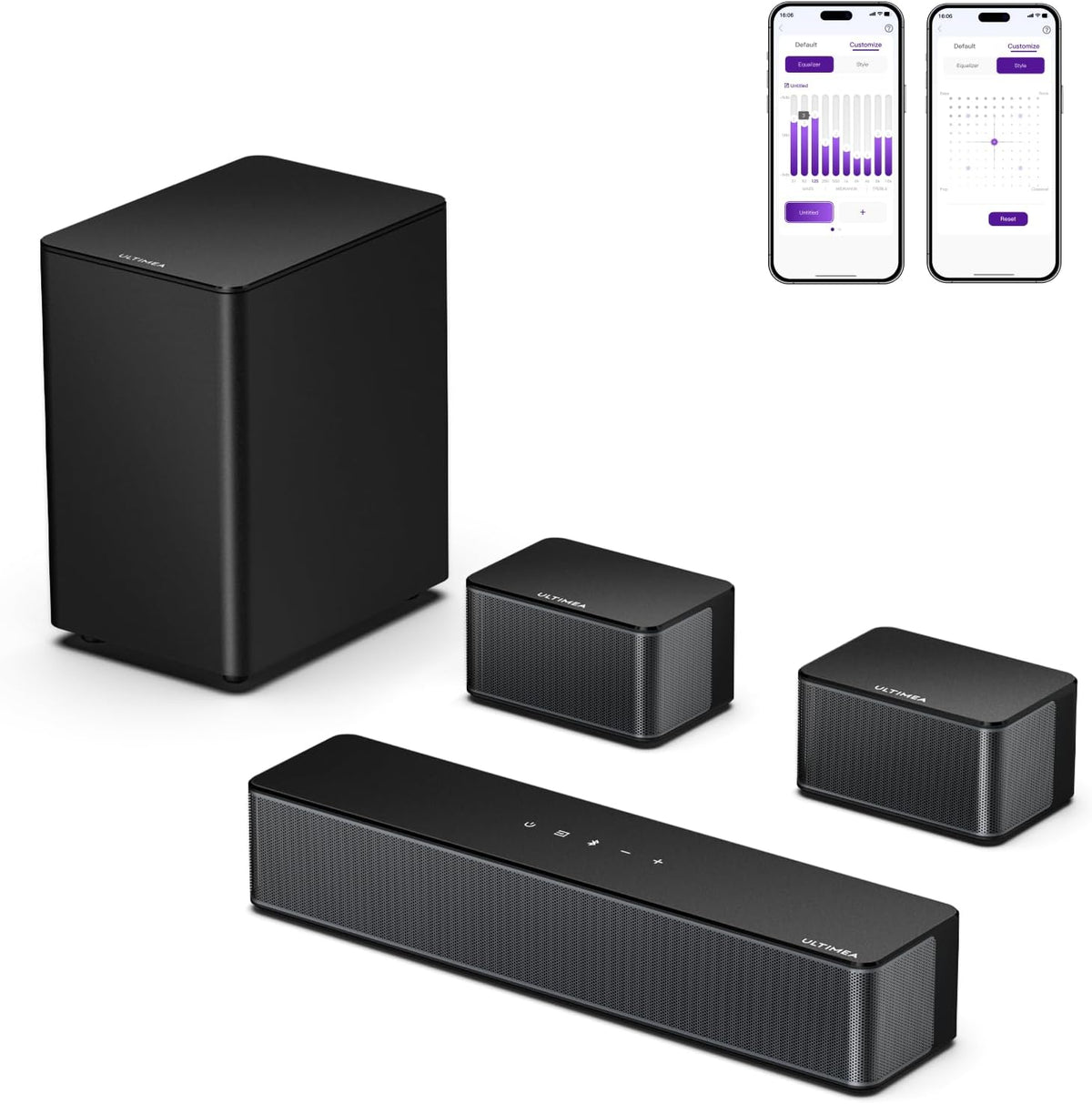 5.1 Sound Bar for Smart TV, Virtual Surround, Stereo Shelf System | 320W Peak Power, Adjustable Surround Speakers and