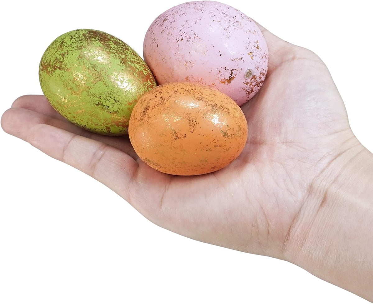 48 Pcs 6 Colors Foam Easter Eggs Assorted Pastel Gold Leaf Easter Eggs Decorative Easter Eggs Gold Speckled Easter