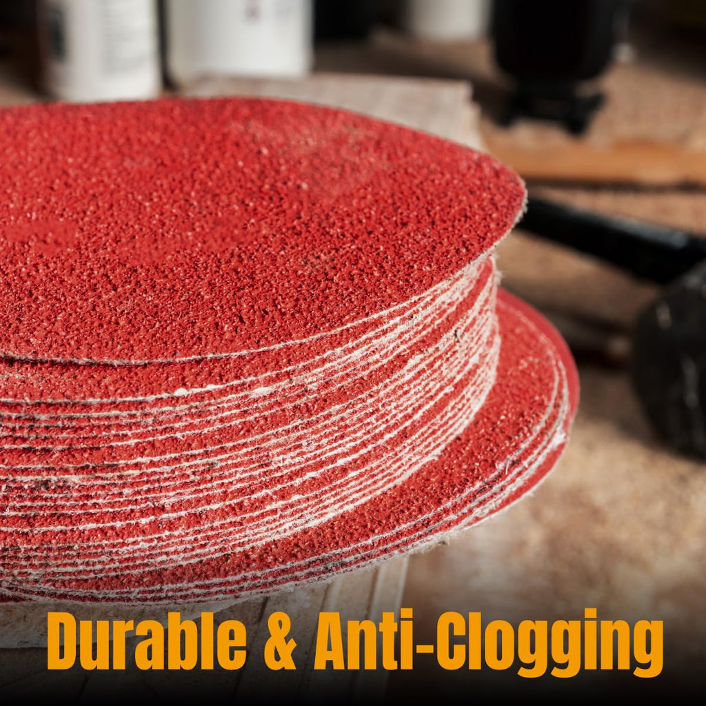 POWERTEC 10 PCS 80 Grit 12 Inch PSA Sanding Discs, Self Stick Adhesive Sandpaper, 12" for Drywall, Woodworking, Paint, Epoxy with Random Orbital Sanders, DA Sanders, 6x48 Belt Disc Sander (110600V)