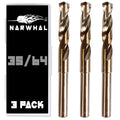 Narwhal 35/64 Drill Bit (3 Pack - 1/2 Inch Shank) Cobalt for Metal & Steel